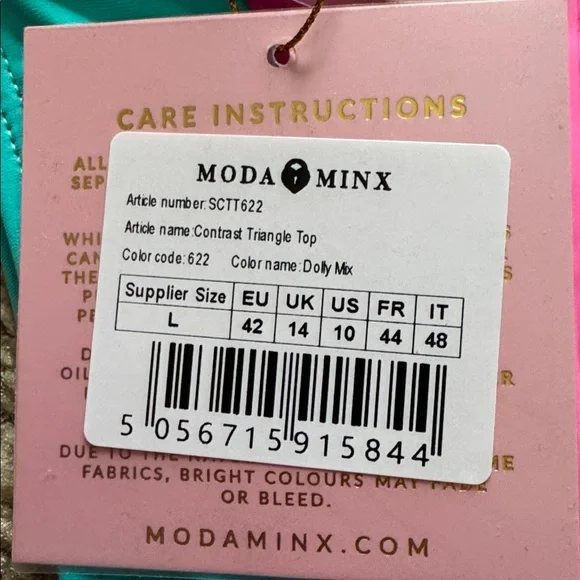 MODA MIX DOLLY MIX Halter Bikini SET Triangle Top XL Bottoms M Sarong O/S NWT - Picture 6 of 7